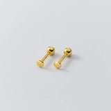 925 Silver Round Ear Bone Beads Stud Earrings for Baby Women