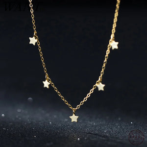 925 Silver Star Chain Necklace for Women Choker Jewelry