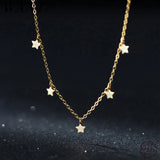 925 Silver Star Chain Necklace for Women Choker Jewelry