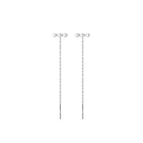 925 Silver Pearl Tassel Long Ear Line Women Earrings