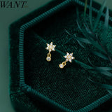 925 Silver Flower Zircon Spiral Stud Earrings for Women