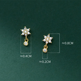 925 Silver Flower Zircon Spiral Stud Earrings for Women