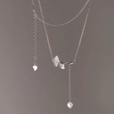 925 Silver Ginkgo Leaf Pendant Necklace for Women