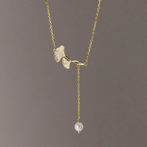 925 Silver Ginkgo Leaf Pendant Necklace for Women