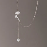 925 Silver Ginkgo Leaf Pendant Necklace for Women