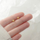 925 Silver Romantic Flower Rotating Mini Stud Earrings for Women
