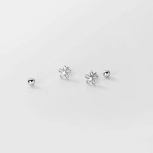 925 Silver Romantic Flower Rotating Mini Stud Earrings for Women