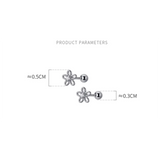 925 Silver Romantic Flower Rotating Mini Stud Earrings for Women