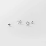 925 Silver Romantic Flower Rotating Mini Stud Earrings for Women
