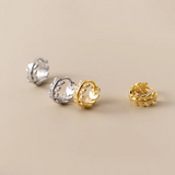 925 Silver CZ Zircon Leaf Hoop Earrings Romantic Wedding Jewelry