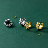 925 Silver CZ Zircon Leaf Hoop Earrings Romantic Wedding Jewelry