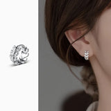 925 Silver CZ Zircon Leaf Hoop Earrings Romantic Wedding Jewelry