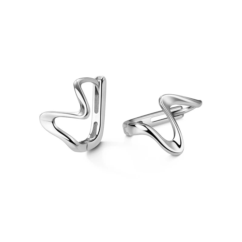 925 Silver Wave Curve Hoop Earrings for Women