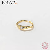 925 Silver Zircon Punk Adjustable Ring Women Hip Hop Rock Gothic Jewelry