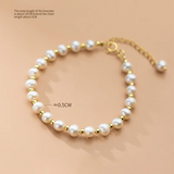 925 Silver Baroque Pearl Bangle Wedding Bracelet