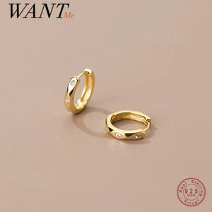 925 Silver Rhombus CZ Zircon Hoop Earrings for Women