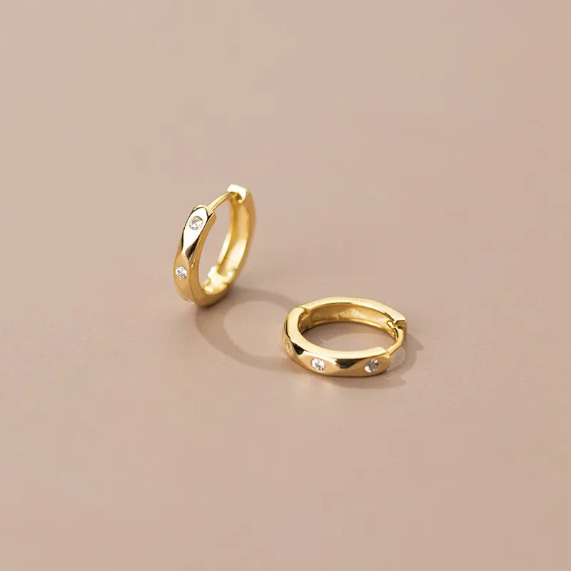 925 Silver Rhombus CZ Zircon Hoop Earrings for Women