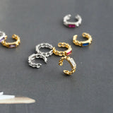 925 Silver Zircon Punk Chain Ear Clip Earrings