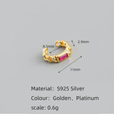 925 Silver Zircon Punk Chain Ear Clip Earrings