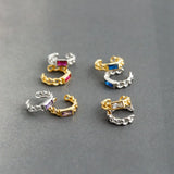 925 Silver Zircon Punk Chain Ear Clip Earrings