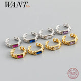 925 Silver Zircon Punk Chain Ear Clip Earrings