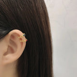925 Silver Zircon Punk Chain Ear Clip Earrings