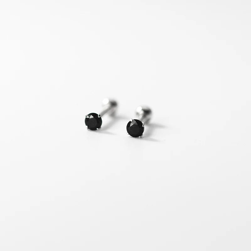 925 Silver Gothic Zircon Ear Bone Piercing Earrings Men Women Stud Jewelry
