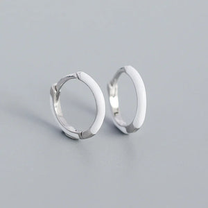 925 Silver Green Enamel Circle Hoop Earrings for Women