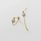 Sterling Silver Chain Demon Eye Zircon Stud Earrings Evil Eyes Jewelry