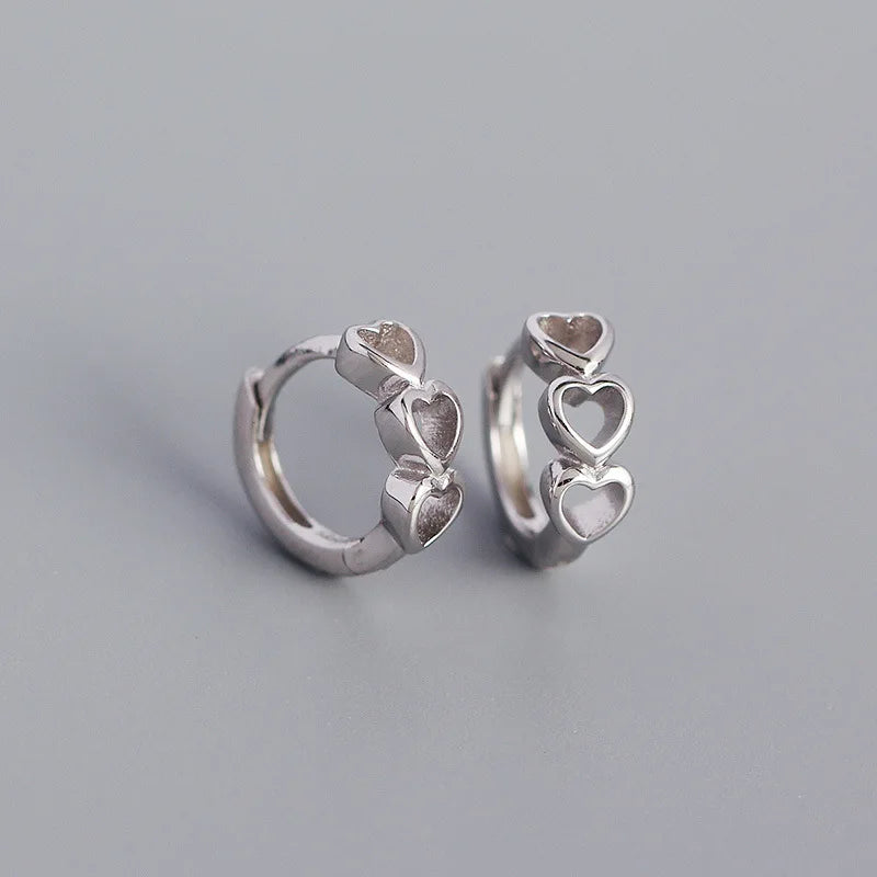 925 Sterling Silver Heart Ear Buckle for Women Body Piercing Hoop Earrings