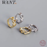 925 Sterling Silver Heart Ear Buckle for Women Body Piercing Hoop Earrings