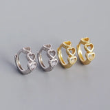 925 Sterling Silver Heart Ear Buckle for Women Body Piercing Hoop Earrings
