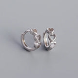 925 Sterling Silver Heart Ear Buckle for Women Body Piercing Hoop Earrings