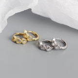 925 Sterling Silver Heart Ear Buckle for Women Body Piercing Hoop Earrings