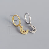 925 Silver Star Moon Pendant Earrings Women Bohemian Party Jewelry