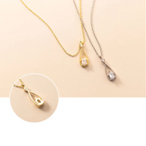 925 Silver Hollow Water Drop Zircon Pendant Necklace Women Jewelry