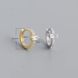 925 Sterling Silver Hoop Earrings Geometric Zircon Body Jewelry Gift