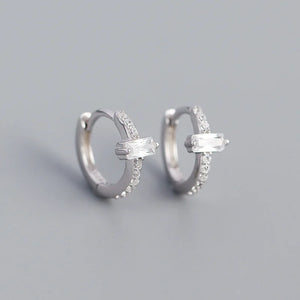 925 Sterling Silver Hoop Earrings Geometric Zircon Body Jewelry Gift