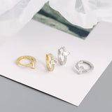 925 Sterling Silver Hoop Earrings Geometric Zircon Body Jewelry Gift