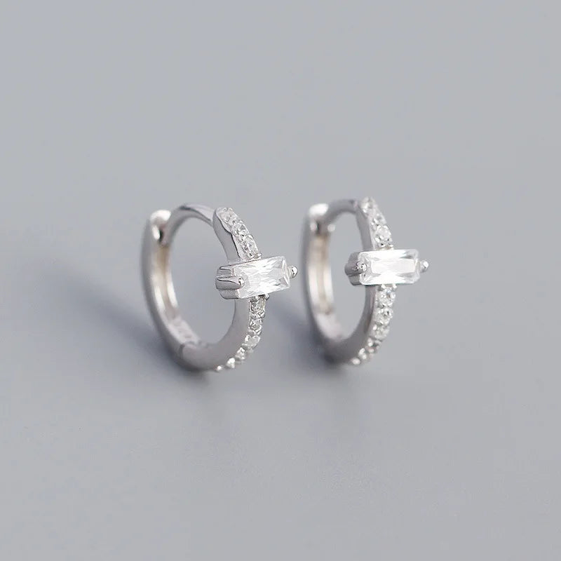 925 Sterling Silver Hoop Earrings Geometric Zircon Body Jewelry Gift