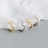 925 Sterling Silver Hoop Earrings Geometric Zircon Body Jewelry Gift