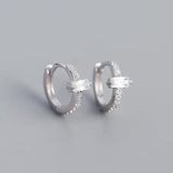 925 Sterling Silver Hoop Earrings Geometric Zircon Body Jewelry Gift