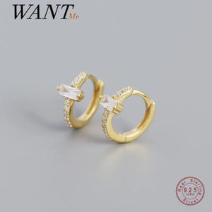 925 Sterling Silver Hoop Earrings Geometric Zircon Body Jewelry Gift
