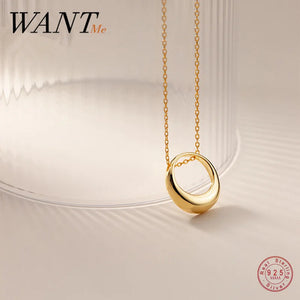 925 Silver Circle Pendant Necklace for Women Wedding