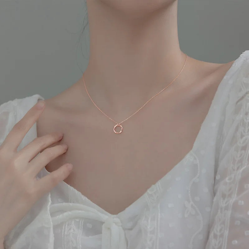925 Silver Clavicle Pendant Romantic Circle Twist Necklace for Women