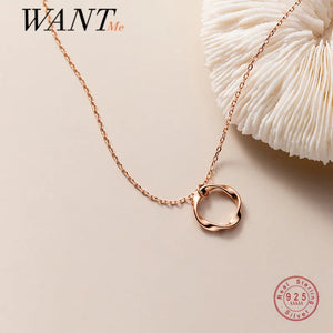 925 Silver Clavicle Pendant Romantic Circle Twist Necklace for Women