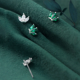 925 Silver Crown Zircon Stud Earrings Anniversary Gift