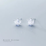 925 Silver Crown Zircon Stud Earrings Anniversary Gift