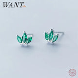 925 Silver Crown Zircon Stud Earrings Anniversary Gift