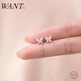 925 Silver Butterfly Stud Earrings with Zircon